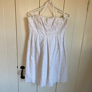 Lilly Pulitzer strapless white eyelet dress 10